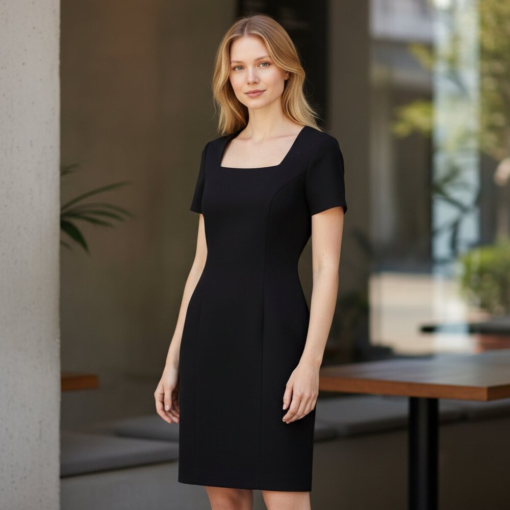 LIZ CLAIBORNE Black Short‎ Sleeve Formal Sheath Dress Gown | Size 10